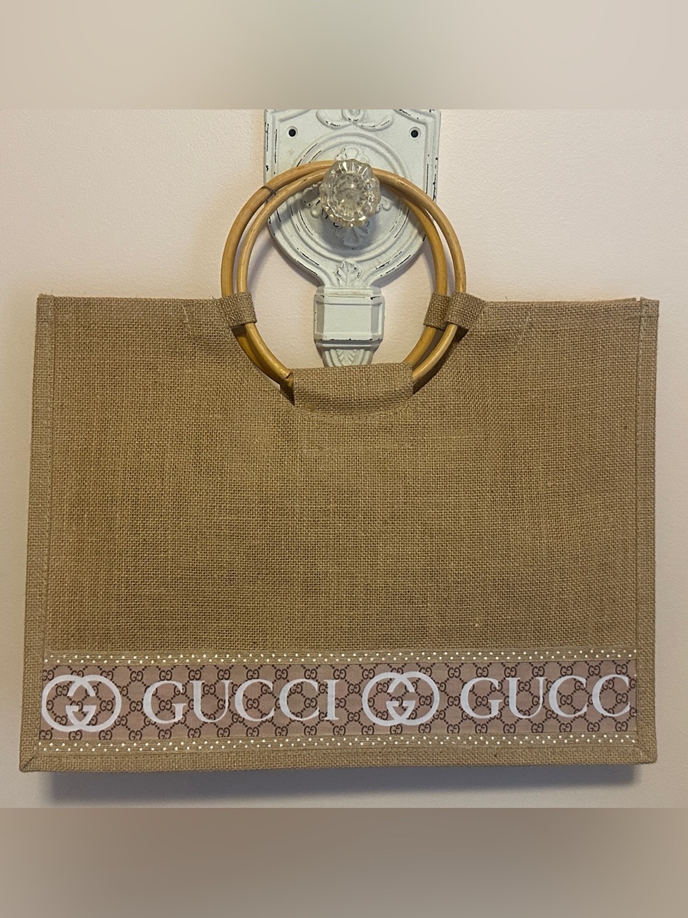 Summer Jute Tote with Bamboo handles